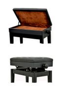 Black Piano Stool / Bench - Adjustable With Storage additional images 1 2