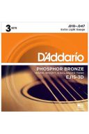 D'Addario Acoustic Guitar EJ15-3D Phosphor Bronze Extra Light 10-47 - 3 Pack additional images 1 1