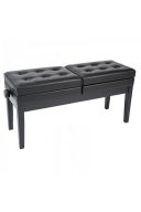 Kinsman Satin Black Double Piano Stool / Bench - Adjustable With Storage additional images 1 1