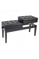 Kinsman Satin Black Double Piano Stool / Bench - Adjustable With Storage additional images 1 3
