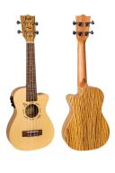 Flight DUC328CEQ Zebra Wood Electro Acoustic Concert Ukulele additional images 1 2