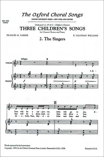 From Three Childrens Songs Vocal Unison (OUP)