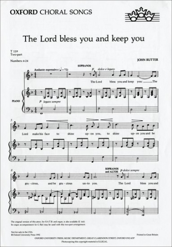 Lord Bless You And Keep You The: Vocal: SA (OUP)