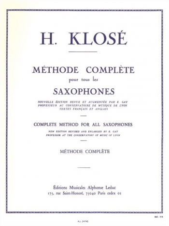 Saxophone Method: Saxophone Tutor (klose) (Leduc)