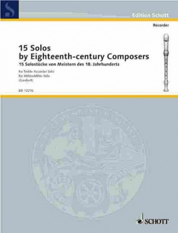 15 Solos By 18th Century Composers: Treble Recorder Solo