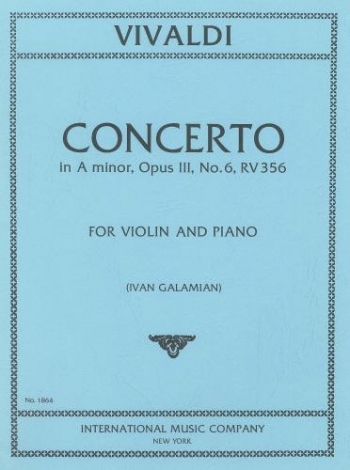 Concerto A Minor Op.3/6: RV356 Violin & Piano (International)