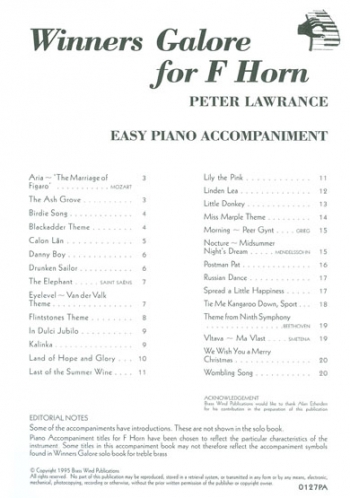 Winners Galore: French Horn : Piano Accompaniment
