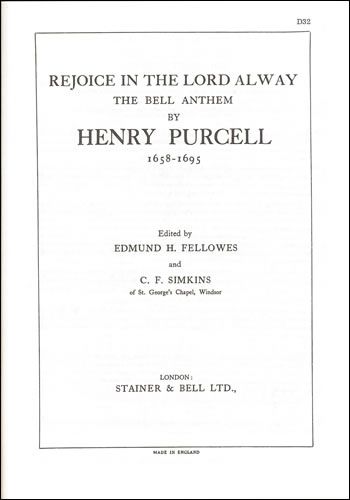 Rejoice In The Lord Vocal SATB  (S&B)