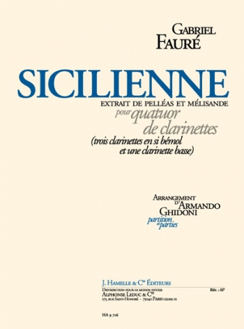 Sicilienne: Clarinet Quartet: Score & Parts (Hamelle)
