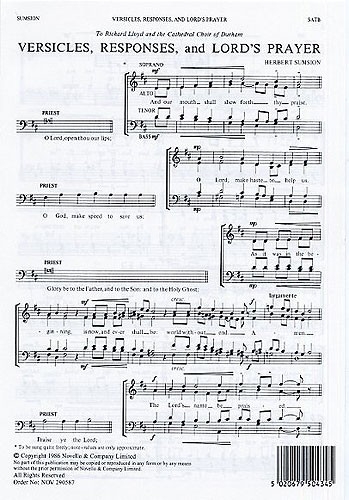 Versicles Responses And Lords Prayer Vocal SATB (Novello)