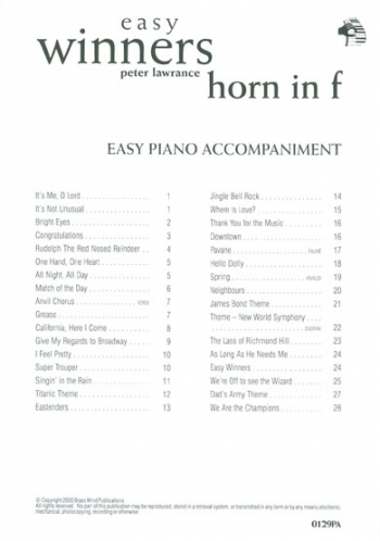 Easy Winners: Treble Brass French Horn: Piano Accompaniment