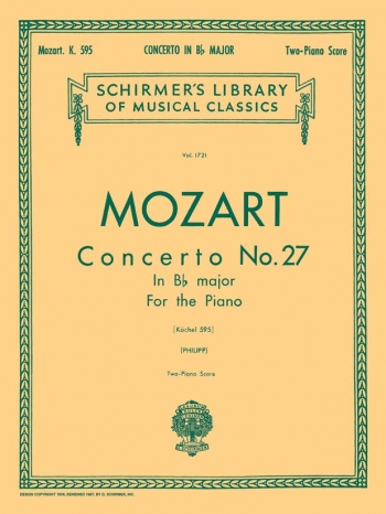 Concerto In Bb Major KV595: No 27: Piano (Schirmer Ed)