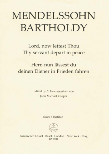 Lord Now Lettest Thou Thy Servant Depart In Peace: Vocal Score  (Barenreiter)