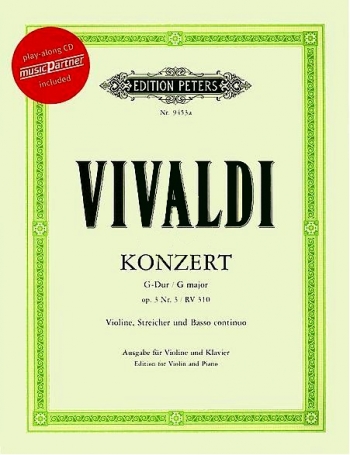Concerto G Major Op.3/3: Violin & Piano Book & CD (Peters)