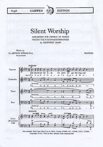 Silent Worship: Ab:  Vocal Satb (Schirmer)