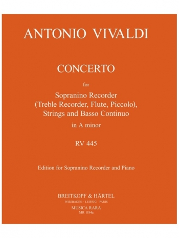 Concerto: A Minor: Rv445: Sopranino/Treble Recorder and Piano (Breitkopf)