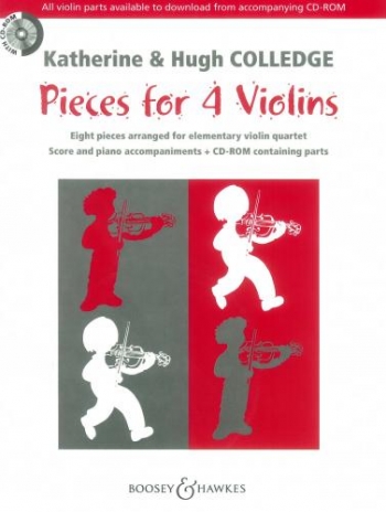 Pieces For 4 Violins: Violin Quartet: Score And Piano Accompanimnets And Cd Rom