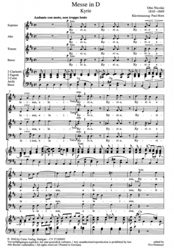 Messe In D: Vocal Score