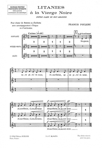 Litanes A La Vierge Noire Voice: SA Chorus Part