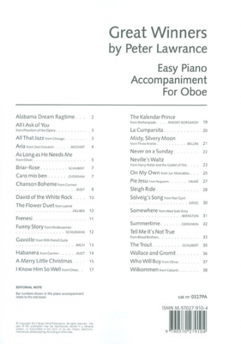 Great Winners For Oboe: Piano Accompaniment(Lawrance)