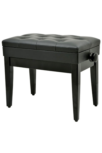 Black Piano Stool / Bench - Adjustable With Storage