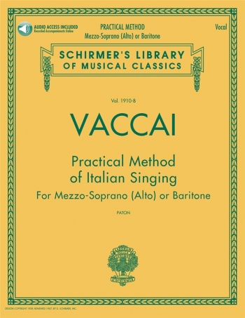 Practical Method Of Italian Singing Mezzo Soprano (Alto) Or Bari) Book & Audio (Schirmer)
