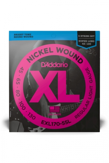 D'Addario Bass Guitar 5 String Exl170-5 Pro Steel Bright Round Wound Long Scale 45-130