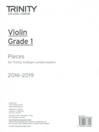 Trinity College London Violin Grade 1 Violin Part Only 2016-2019