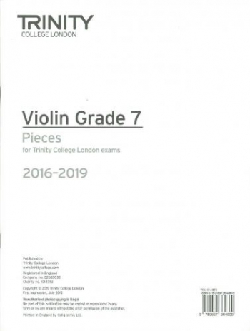 OLD STOCK Trinity College London Violin Grade 7 Violin Part Only 2016-2019
