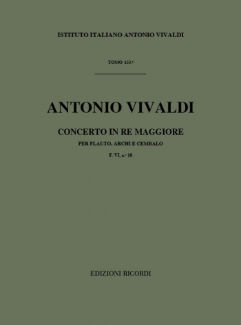 Vivaldi: Flute Concerto In D Major: Rv429: Score Only (Ricordi)