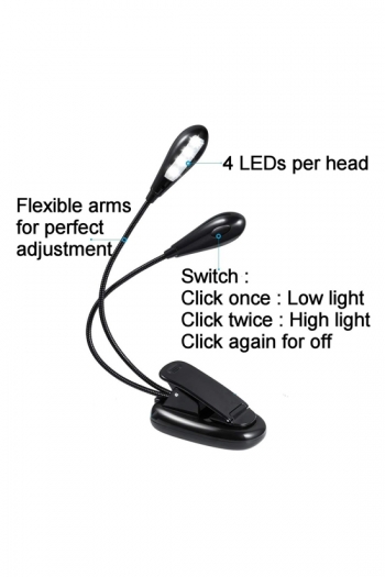 Music Stand Light: 8 LED Light 2 Arm - Black BB28B