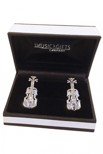 Silver Plated Violin Cufflinks