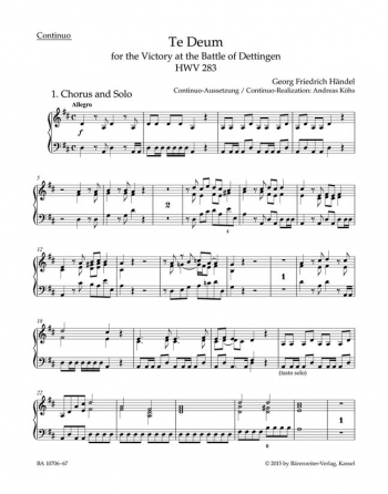 Dettinger Te Deum (HWV 283) (L) (Urtext) - Organ (Barenreiter)