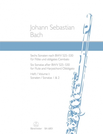 Sonatas (6) (after BWV 525 - 530), Vol.1: (No.1 in G; No.2 in E min): Flute & Piano: (Barenreiter)