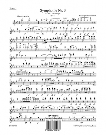 Symphony No.3 in E-flat, Op.55 (Eroica) (Urtext). : Wind set: (Barenreiter)