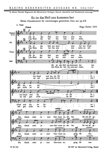 Es ist das Heil uns kommen her, from Op.6/2. : Choral: (Barenreiter)
