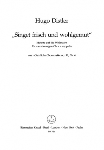 Singet frisch und wohlgemut, Op.12/ 4 (G). : Choral: (Barenreiter)