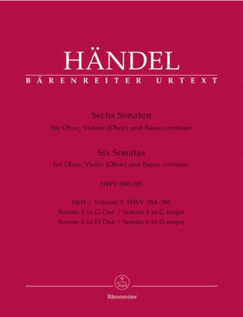 Sonatas (6) (HWV 380-385), Vol. 3: No.5 & 6 (Urtext). : Mixed Ensemble: (Barenreiter)