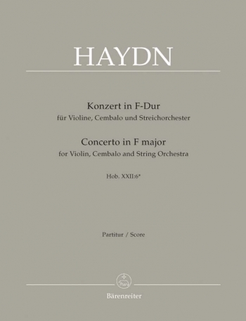 Concerto for Violin and Keyboard in F (Hob.XVIII:6). : Large Score Paperback: (Barenreiter)