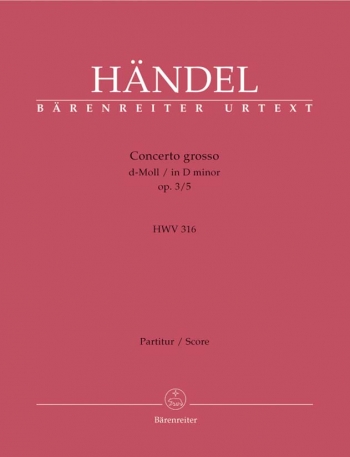 Concerto grosso Op.3/ 5 in D minor (Urtext). : Large Score Paperback: (Barenreiter)