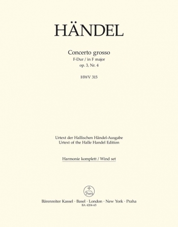 Concerto grosso Op.3/ 4 in F (Urtext). : Wind set: (Barenreiter)