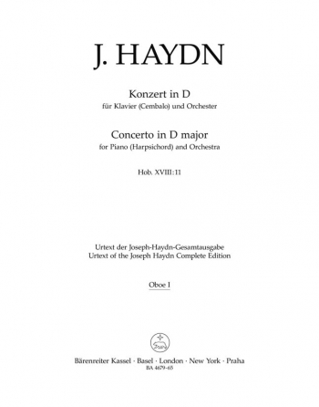 Concerto for Piano (Harpsichord) in D (Hob.XVIII:11) (Urtext). : Wind set: (Barenreiter)