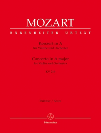 Concerto for Violin No.5 in A (K.219) (Urtext). : Large Score Paperback: (Barenreiter)