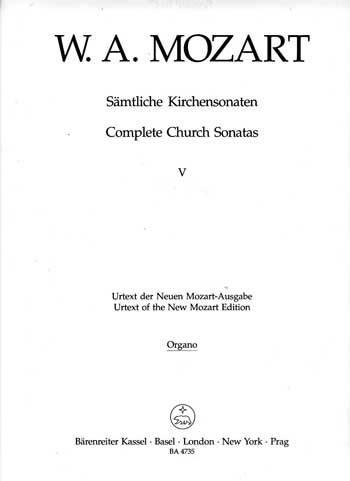 Church Sonatas, Vol. 5: (K.263) (Urtext). : Organ: (Barenreiter)