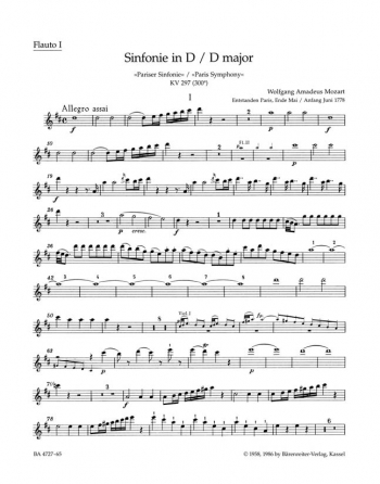 Symphony No.31 in D (K.297) (K.300a) (Paris) (Urtext). : Wind set: (Barenreiter)