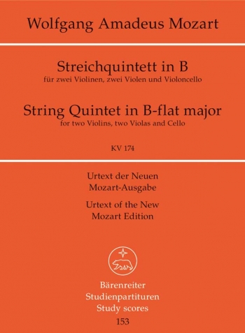 String Quintet B flat maj K.174 (Urtext). Study score (Barenreiter)