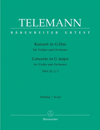 Concerto for Violin in G (TWV 51: G7) (Urtext). : Large Score Paperback: (Barenreiter)