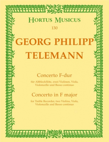 Concerto for Treble Recorder in F. : Large Score Paperback: (Barenreiter)