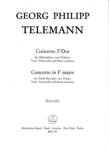 Concerto for Treble Recorder in F. : Treble recorder: (Barenreiter)