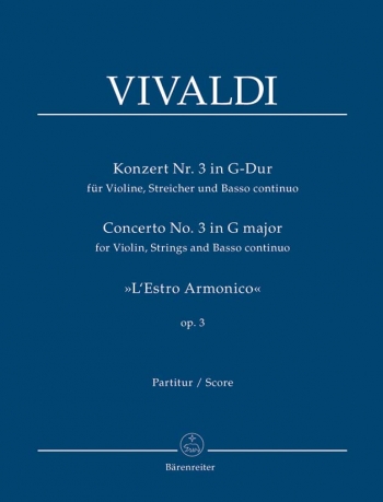 Concerto for Violin in G (RV310, F.I:173, Op.3/3). (L'Estro Armonico).: Large Score Paperback: (Bare
